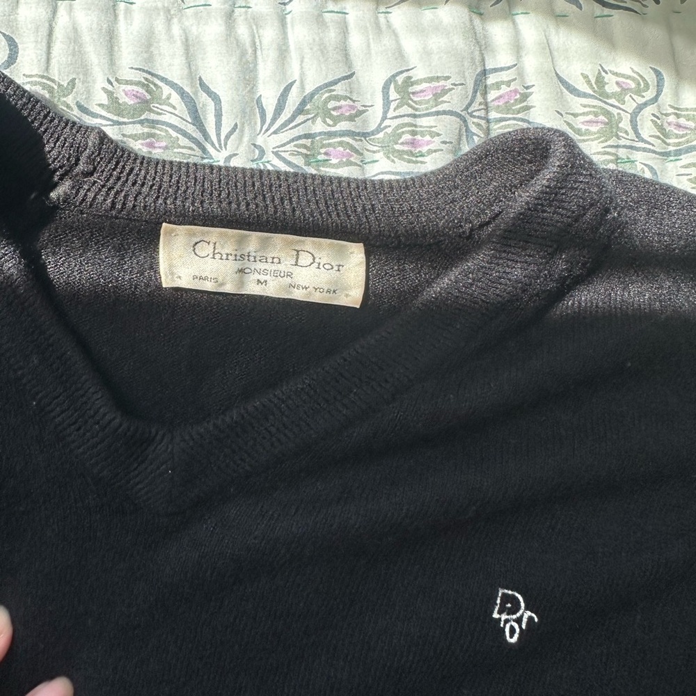 Christian Dior Black V-Neck Men's Sweater